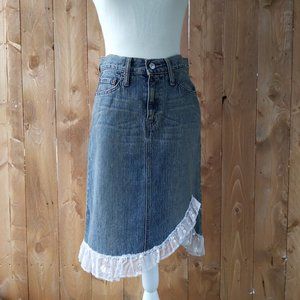 Levi's Denim Vintage Skirt Lace Ruffle Size S